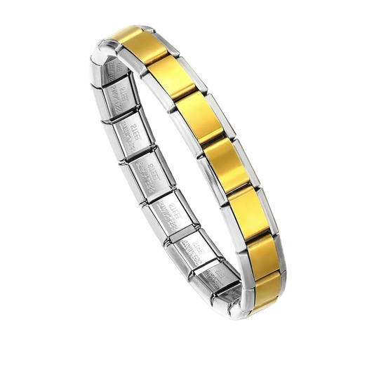 Brazalete Italiano Bicolor Oro Y Plata