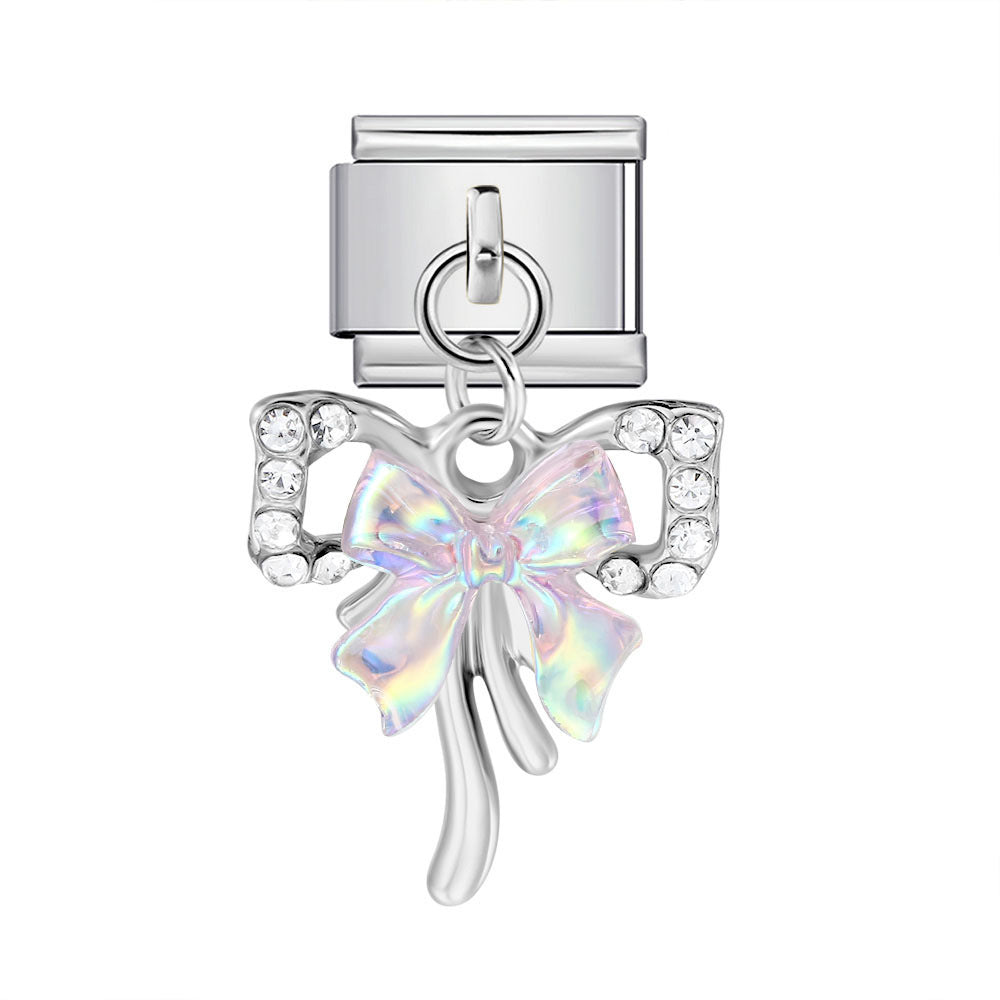 Charm Colgante Para Brazalete Italiano Moño Plata / Oro