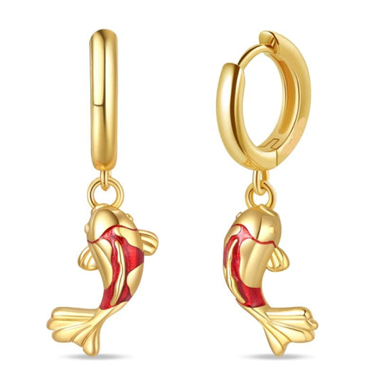 Pendientes De Aro Pescado Koi Dorado