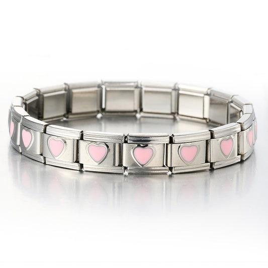 Brazalete Italiano Corazón Rosa