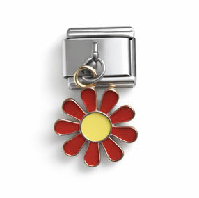 Charm Para Brazalete Italiano Flor Colgante