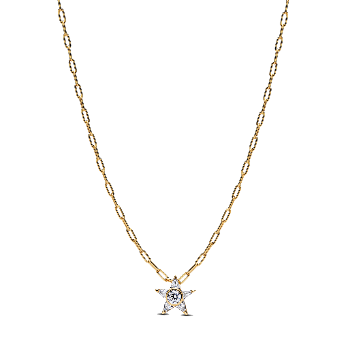 Collar Estrella Cadena Eslabones Dorado