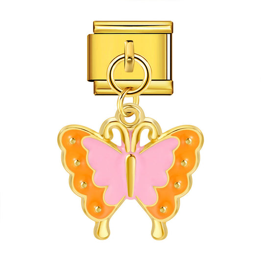 Charm Colgante Para Brazalete Italiano Mariposa Colorida