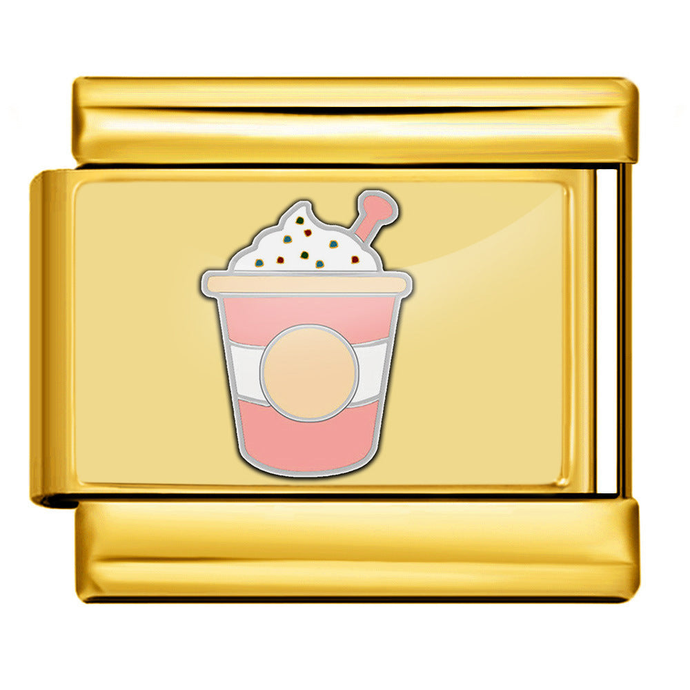 Charm Para Brazalete Italiano Frappe Plata / Oro