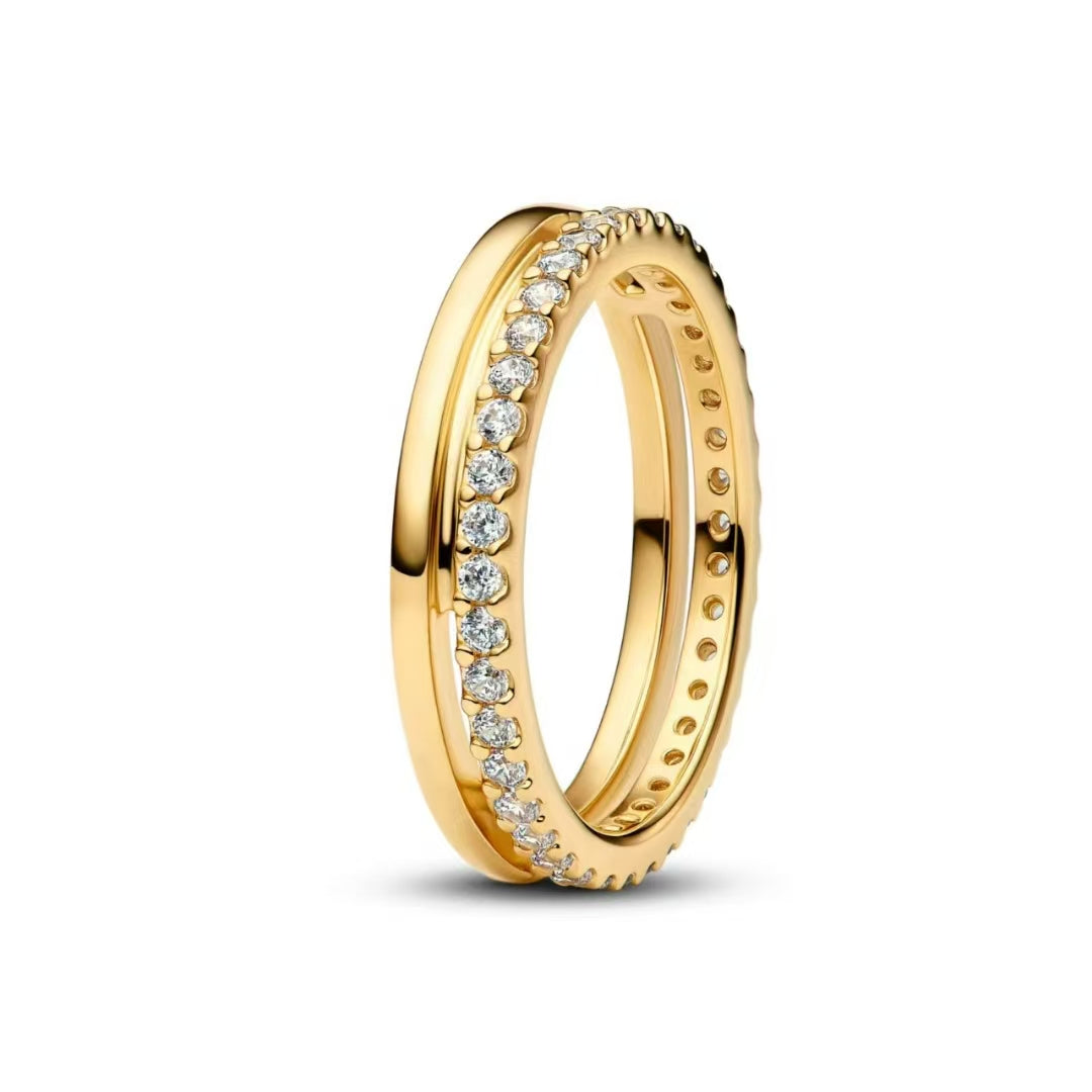 Anillo Doble Vuelta Pavé Oro