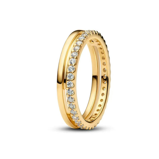 Anillo Doble Vuelta Pavé Oro