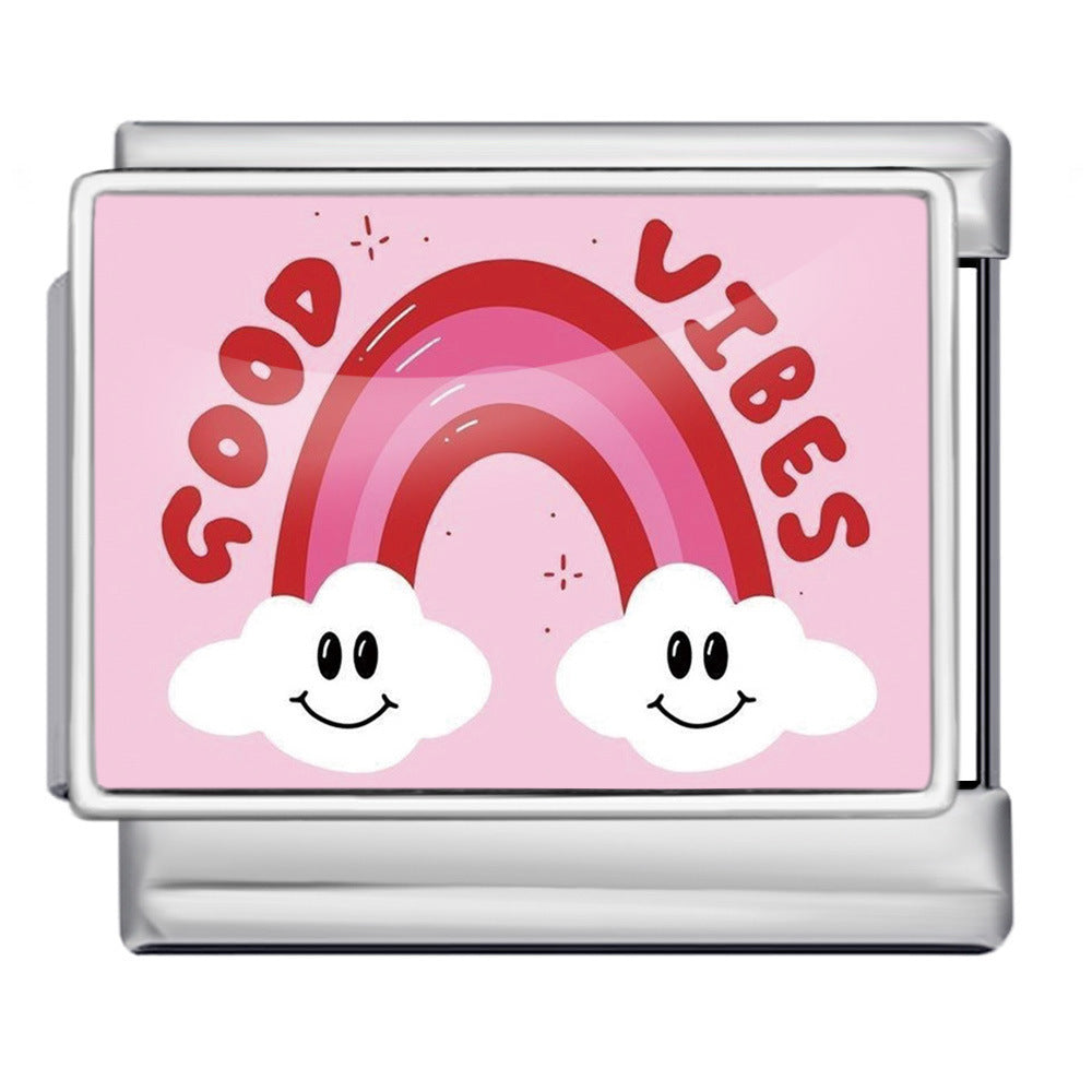 Charm Para Brazalete Italiano Good Vibes Plata / Oro