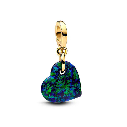 Charm Colgante Corazón Verde Opalescente