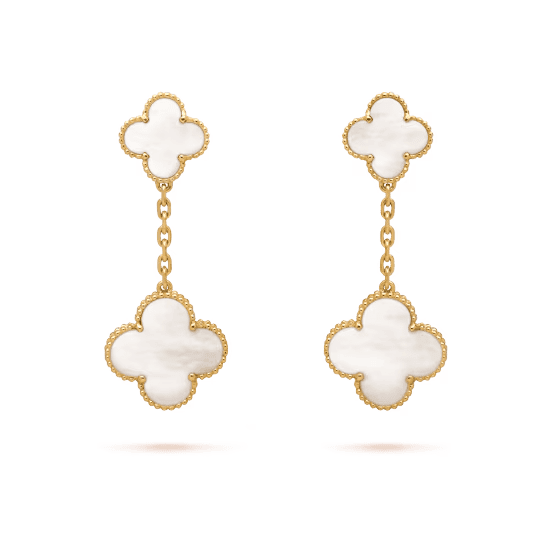 Pendientes De Botón Magic Alhambra, Color Oro Amarillo, Nácar, 2 Motivos🍀