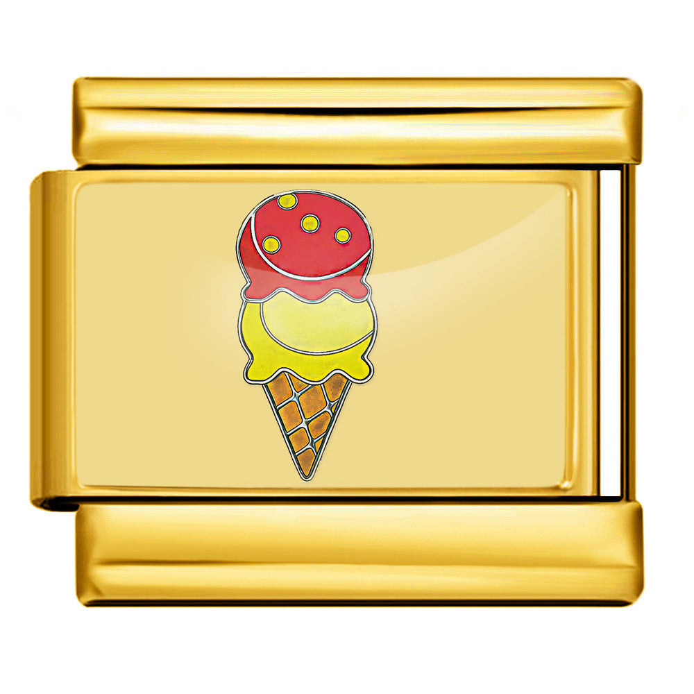 Charm Para Brazalete Italiano Cono De Helado Plata / Oro