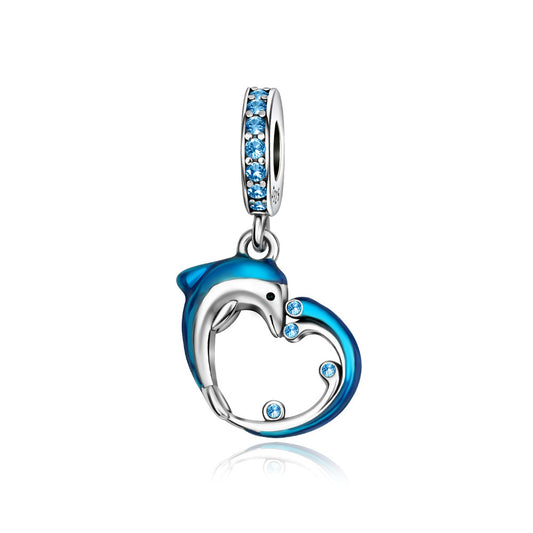 Charm Colgante Corazón Delfines