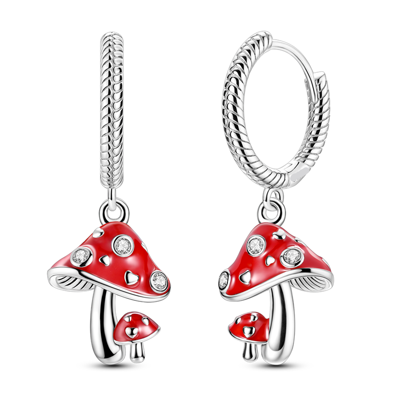 Pendientes De Aros Champiñones Pavé Zirconias