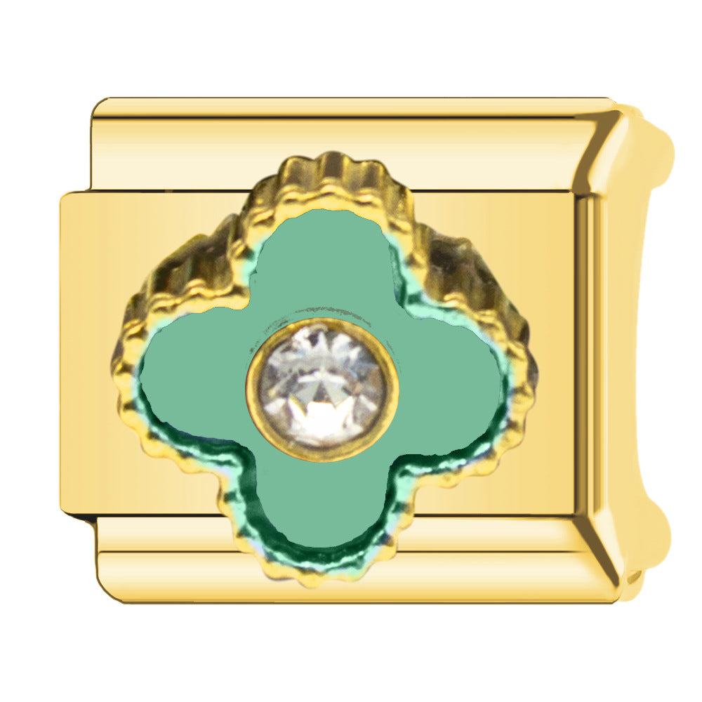 Charm Para Brazalete Italiano Alhambra, 5 motivos Oro Con Perla