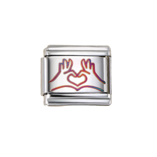 Charm Para Brazalete Italiano Tornasol Seña Corazón