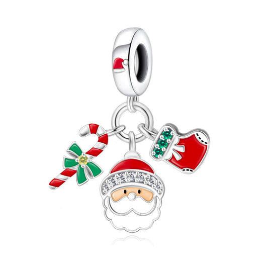 Charm Colgante Triple Caramelo & Media Navideña