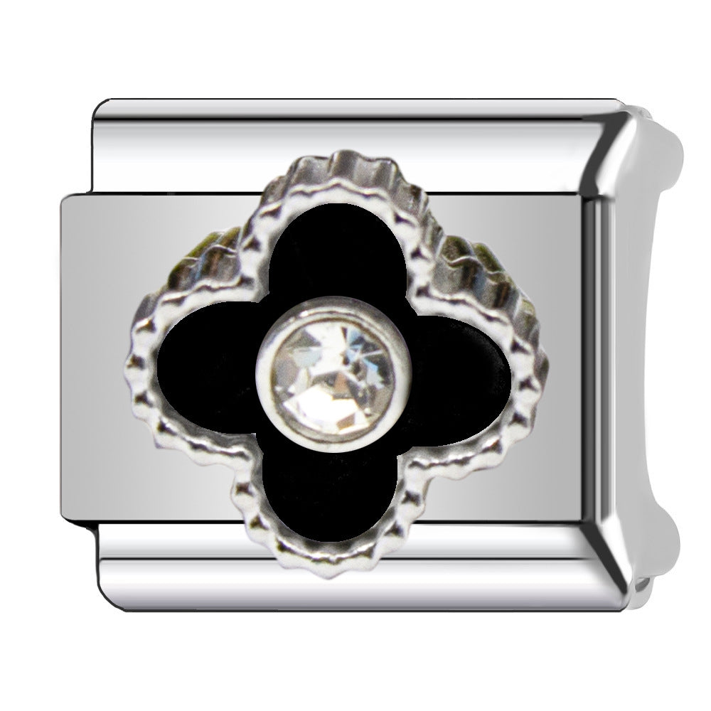 Charm Para Brazalete Italiano Alhambra, 5 motivos Plata Con Perla