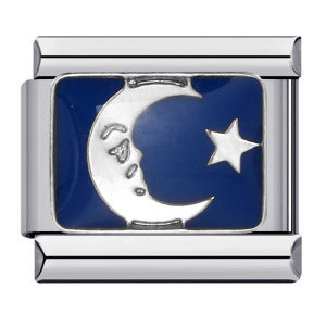 Charm Para Brazalete Italiano Luna y Estrella Plata / Oro