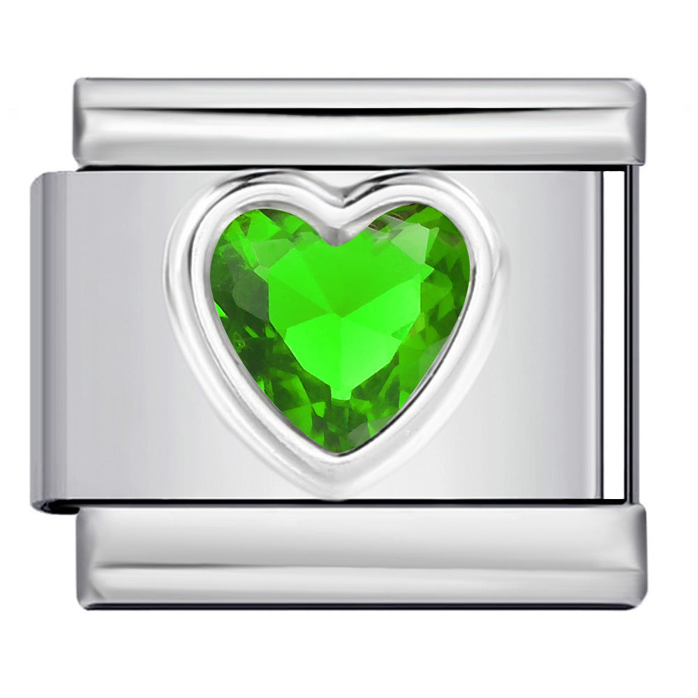 Charm Para Brazalete Italiano Piedra Preciosa Corazón