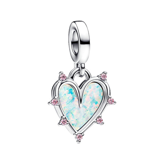 Charm Colgante Doble Amistad Opalescente Rosa