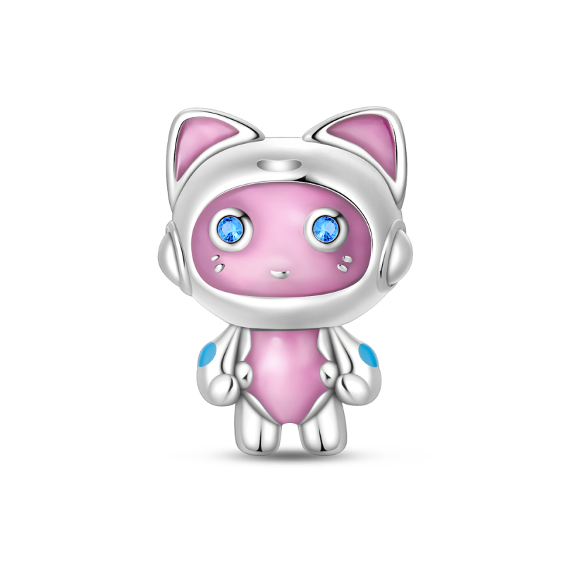 Charm Gato Robot Rosa