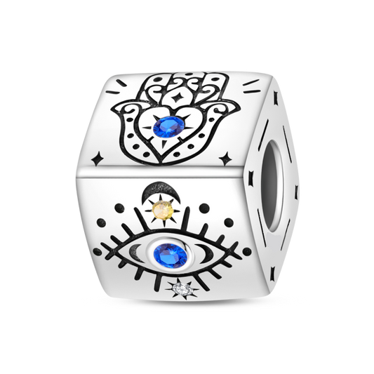 Charm Dado Hamsa Mano De Fátima En Piedra De Turquesa