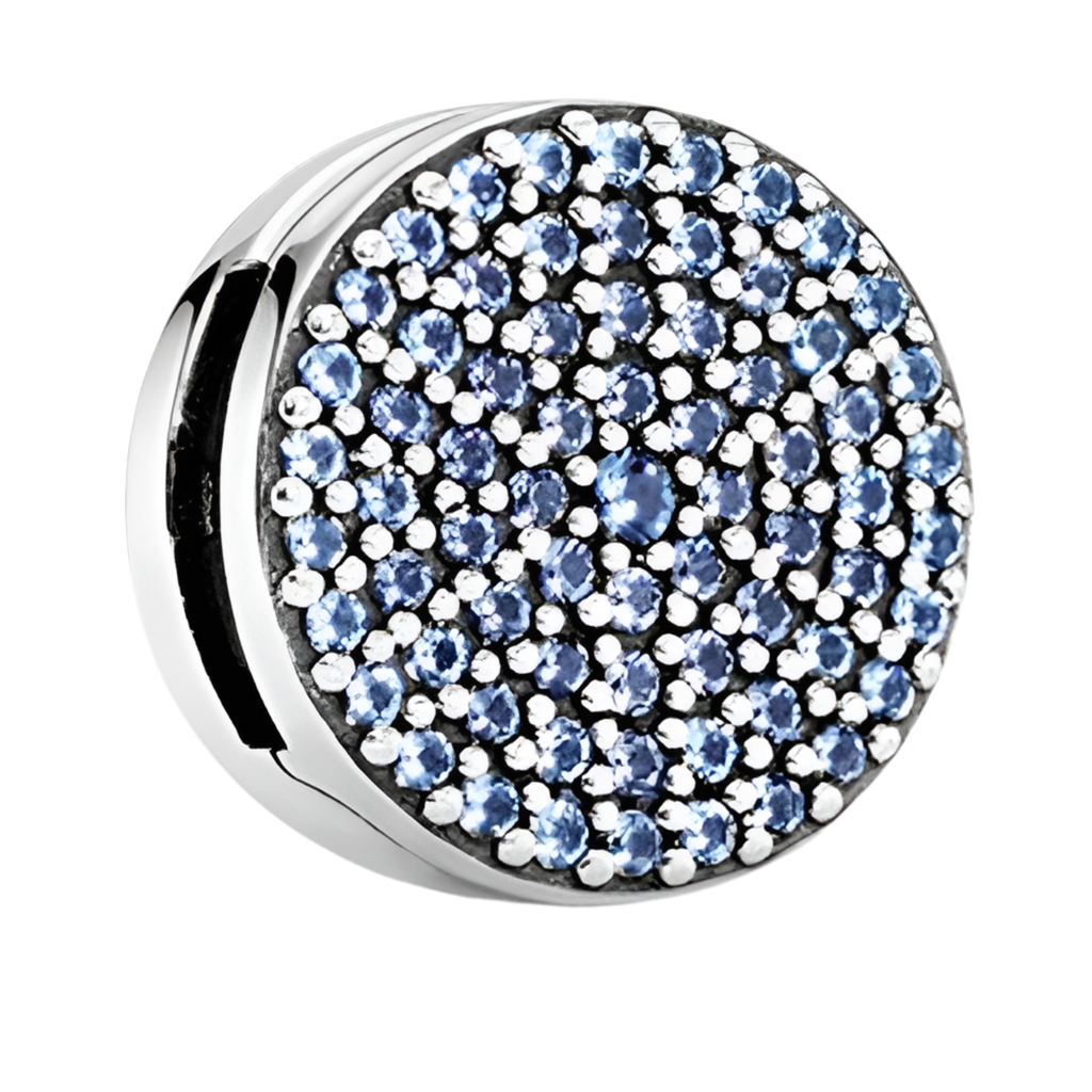 Charm Para Brazalete De Ondas Planas Plano Círculo Zirconias Azules