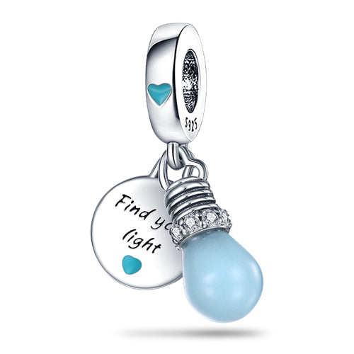 Charm Colgante De Bombilla Con Frase "Find Your Light" / Glow In The Dark