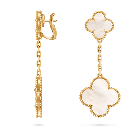 Pendientes De Botón Alhambra Oro Amarillo, Nácar, 2 Motivos