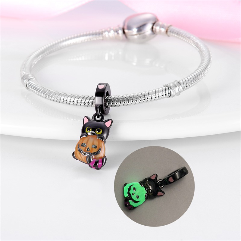 Charm Colgante Gato y Calabaza Edición Halloween / Glow In The Dark