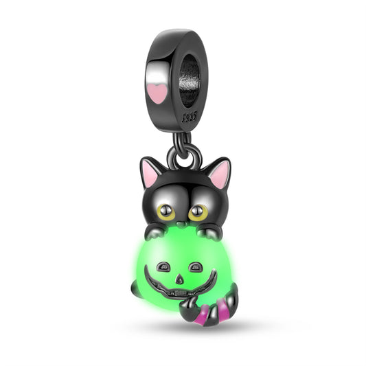 Charm Colgante Gato y Calabaza Edición Halloween / Glow In The Dark