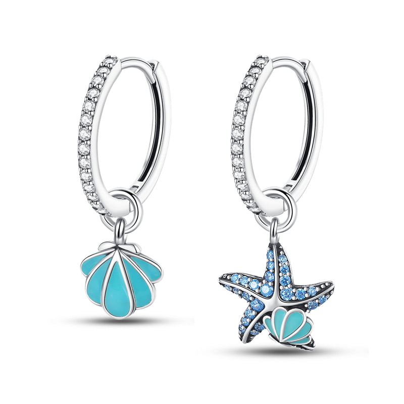 Pendientes De Aro Concha & Estrella De Mar / Glow In The Dark