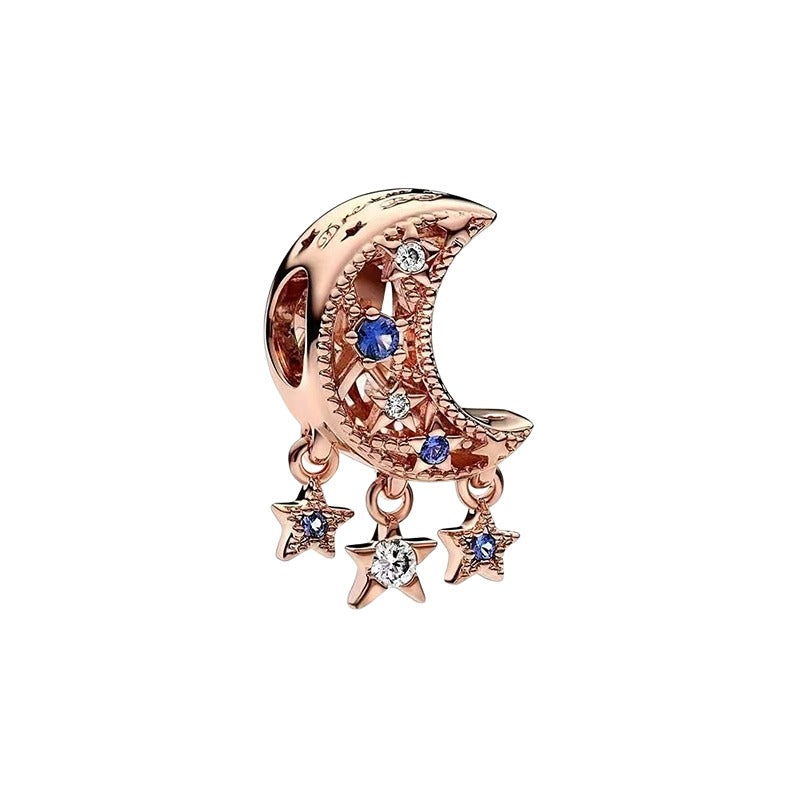 Charm Luna Con Estrellas Colgantes Plata/Oro