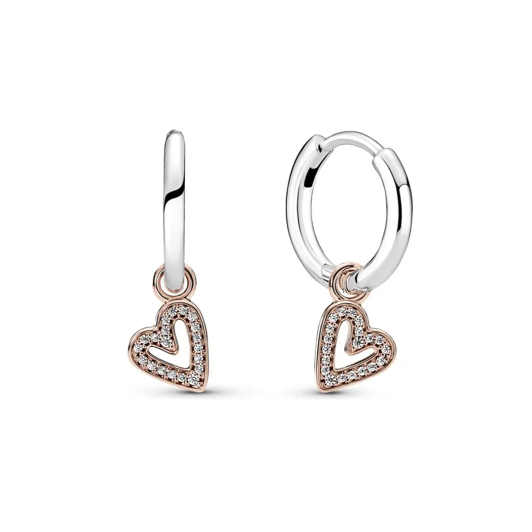 Pendientes De Aro Corazón Pavé