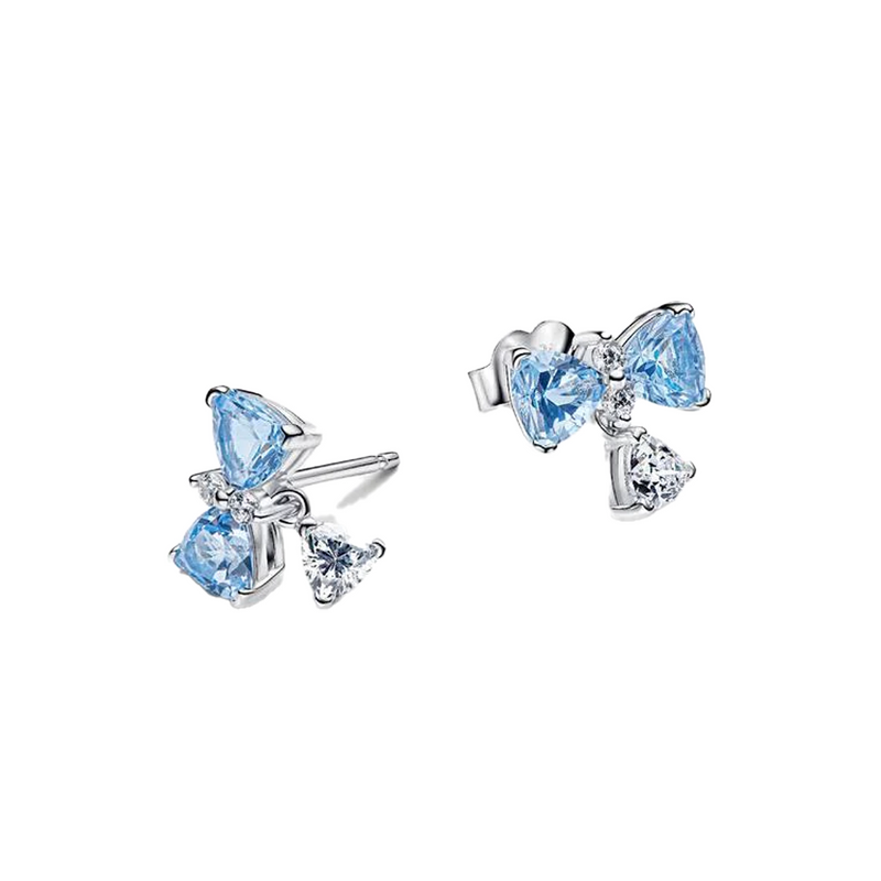 Pendientes De Botón De Lazo Azul De Bridgerton