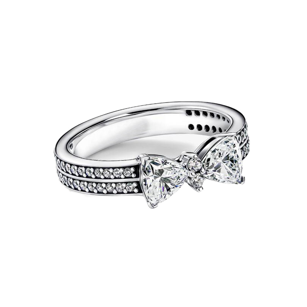 Anillo Doble Fila Moño Pavé