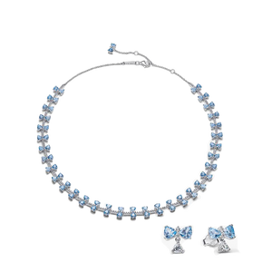 Fan Set Collar Y Pendientes Lazos Azules De Bridgerton