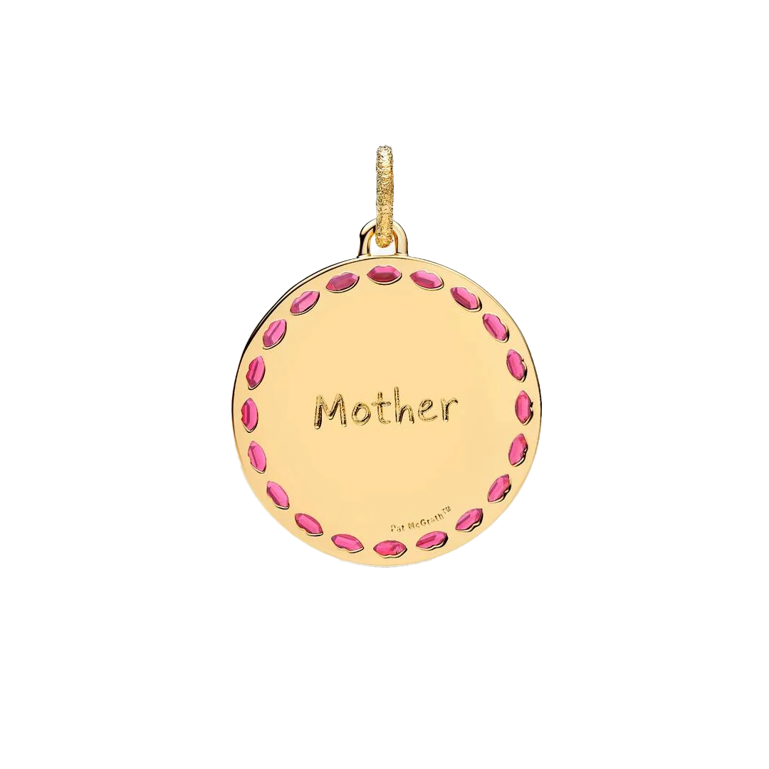 Charm Colgante Medallón Grande Dorado Corazón Amor Y Piedras Rosas