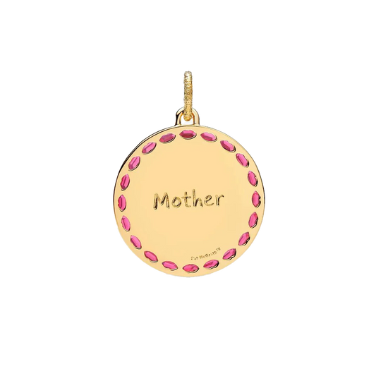 Charm Colgante Medallón Grande Dorado Corazón Amor Y Piedras Rosas