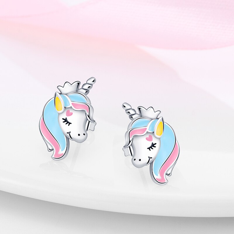 Pendientes De Botón Unicornio Adorable