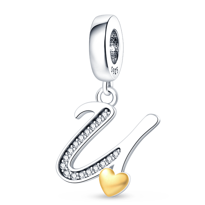 Charms Alfabeto A-Z con Corazón Dorado