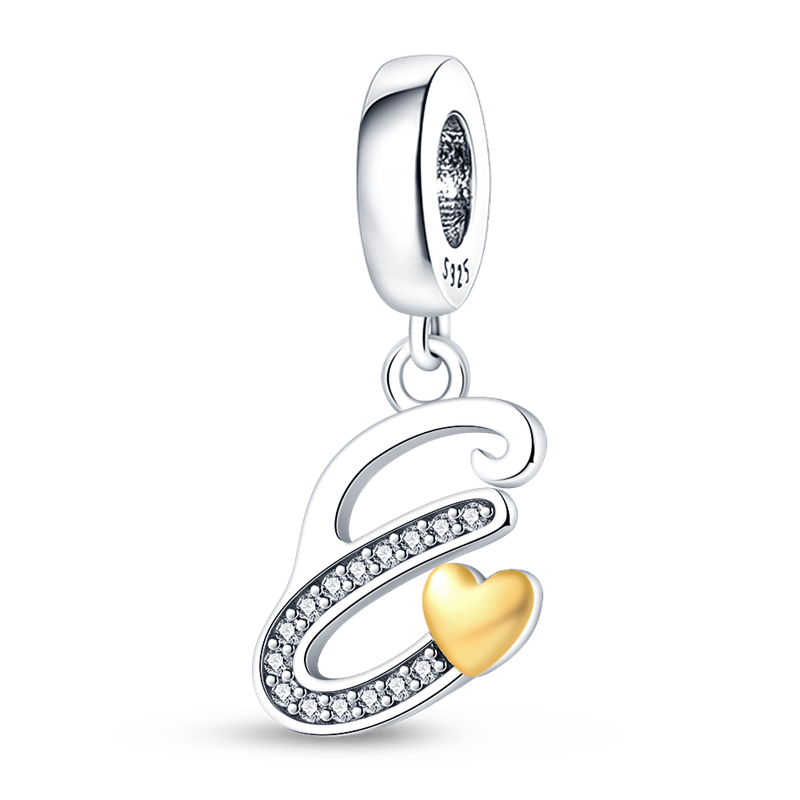 Charms Alfabeto A-Z con Corazón Dorado