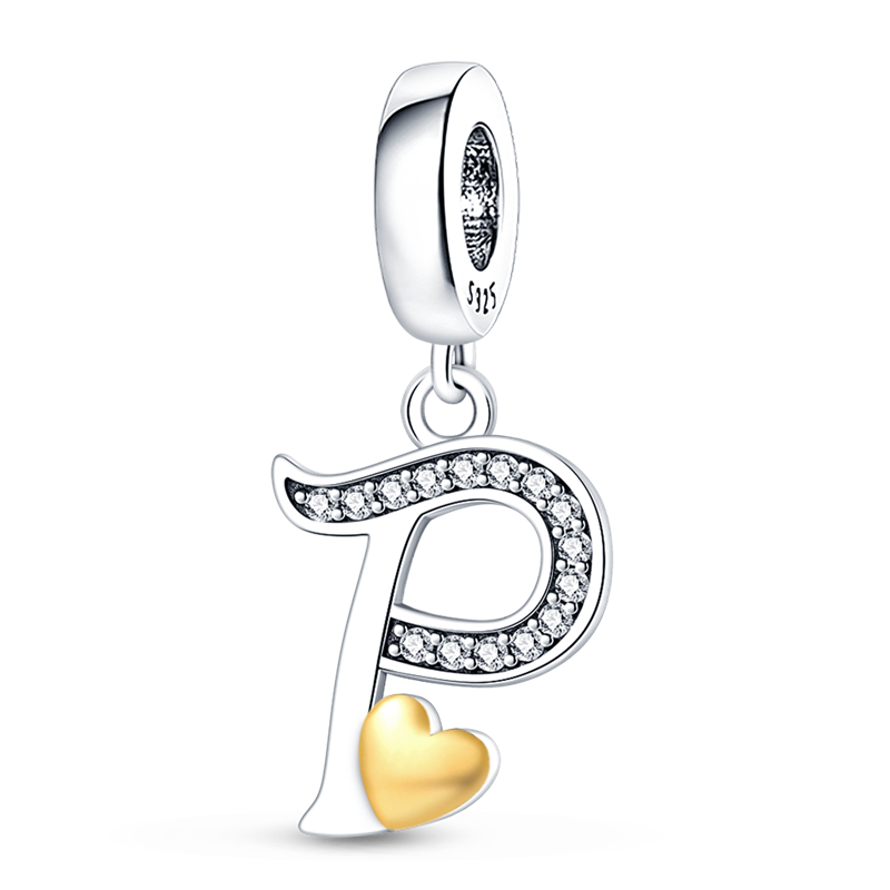 Charms Alfabeto A-Z con Corazón Dorado