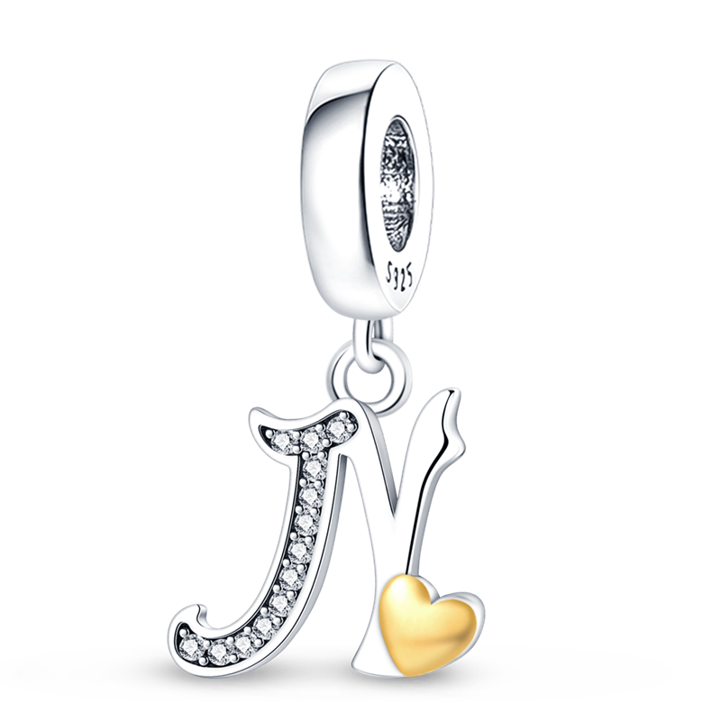 Charms Alfabeto A-Z con Corazón Dorado