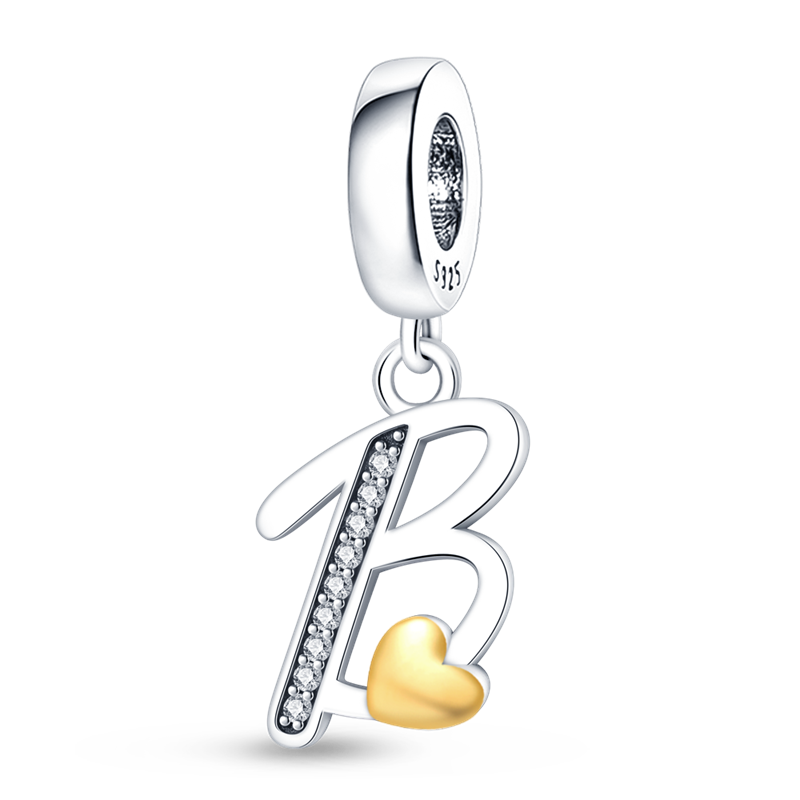 Charms Alfabeto A-Z con Corazón Dorado