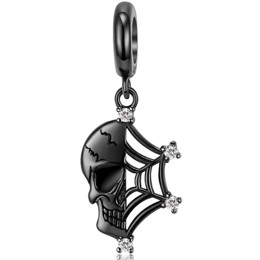 Charm Colgante De Tela De Araña Con Calavera
