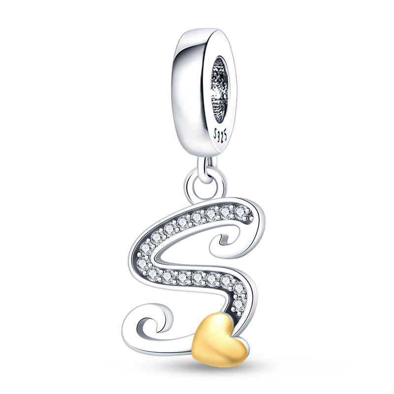 Charms Alfabeto A-Z con Corazón Dorado