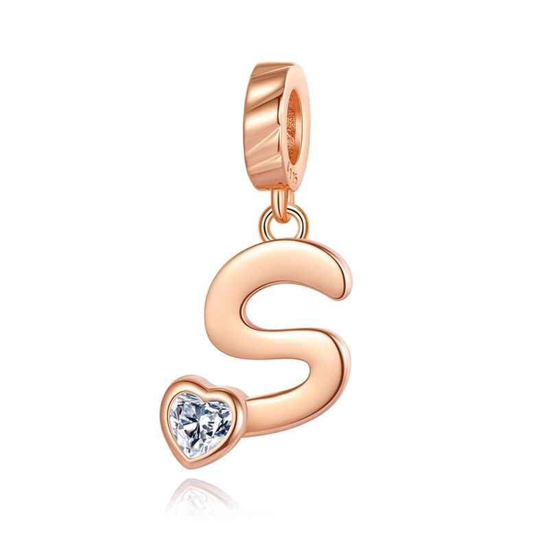 Charms Alfabeto A-Z Dorado Con Corazón Con Brillo