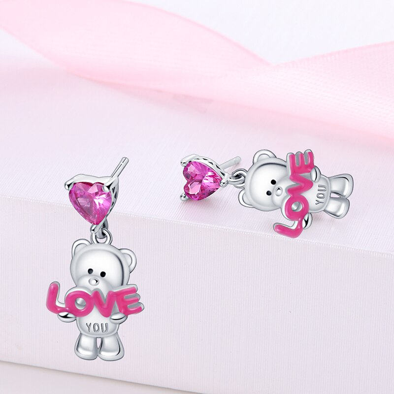 Pendientes Osito Adorable "LOVE YOU"