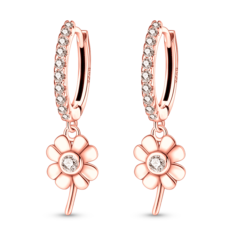 Pendientes De Aro Mirasol Plata / Oro Rosa