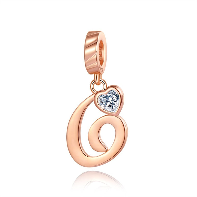 Charms Alfabeto A-Z Dorado Con Corazón Con Brillo